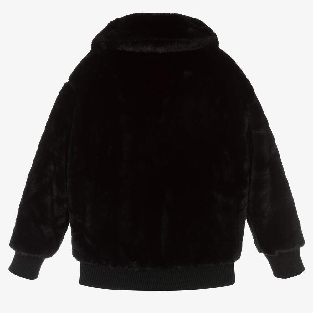 Juicy Couture - Girls Black Faux Fur Jacket | Childrensalon Outlet