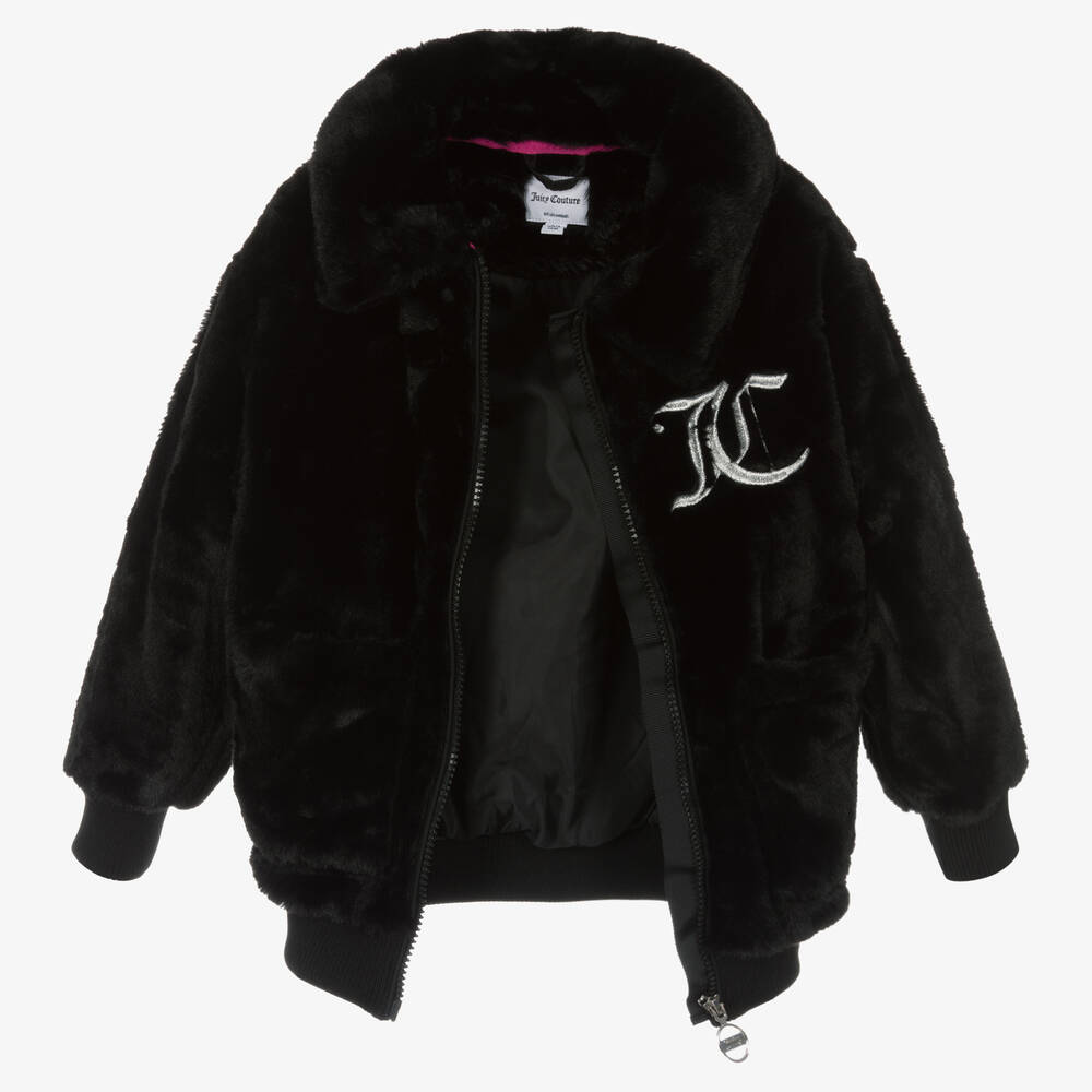 Juicy Couture Girls Black Faux Fur Jacket Childrensalon Outlet