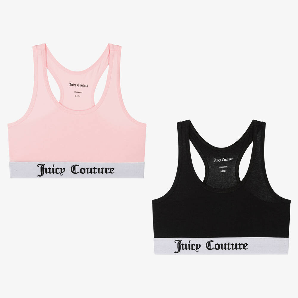 Juicy Couture - Girls Black & Pink Bras (2 Pack) | Childrensalon
