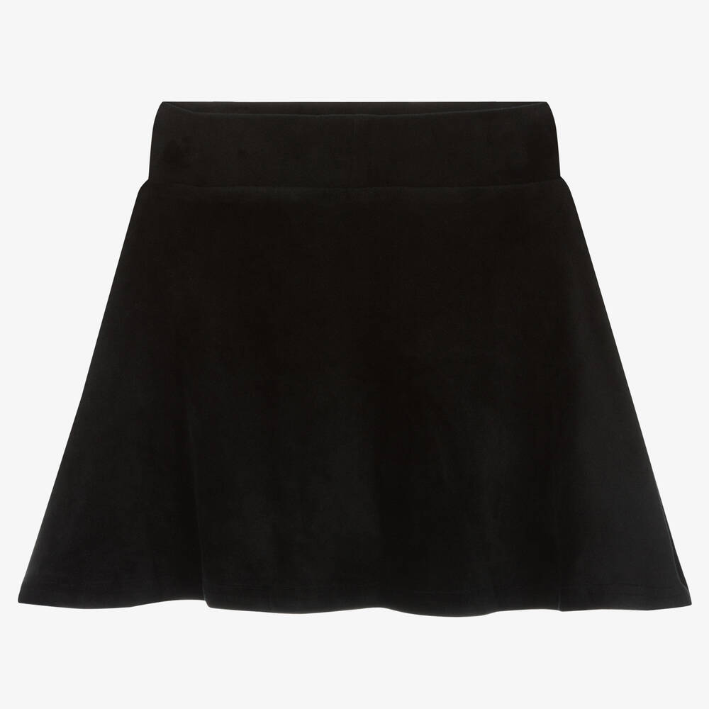 Juicy Couture-Girls Black Velour Diamanté Skirt | Childrensalon Outlet