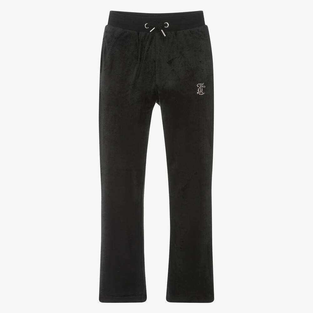 Juicy Couture-Girls Black Velour Flared Joggers | Childrensalon Outlet