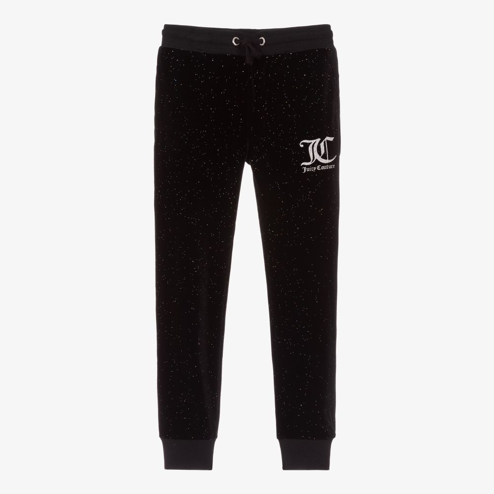 Juicy Couture - Girls Black Velour Joggers | Childrensalon