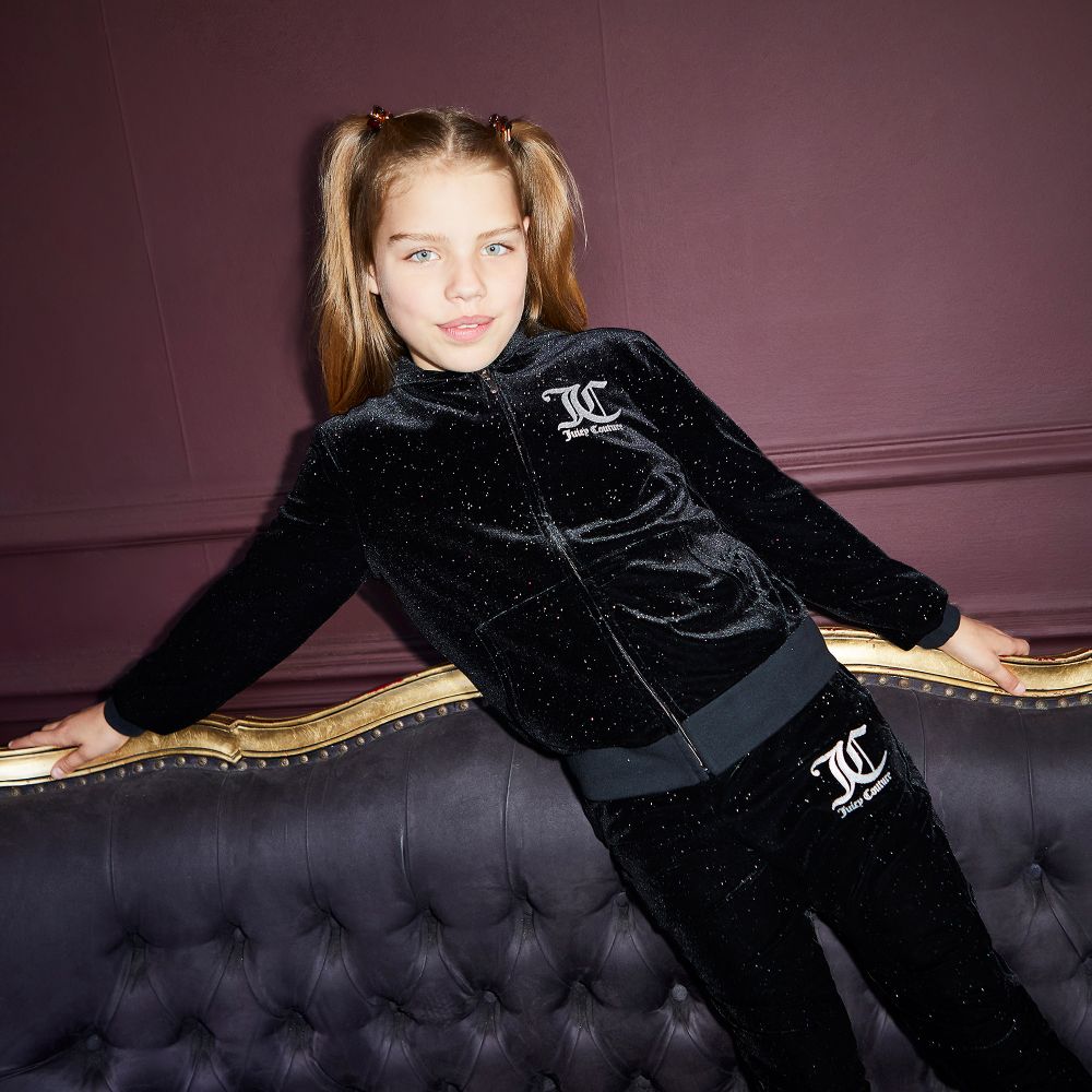 Juicy Couture - Girls Black Velour Joggers