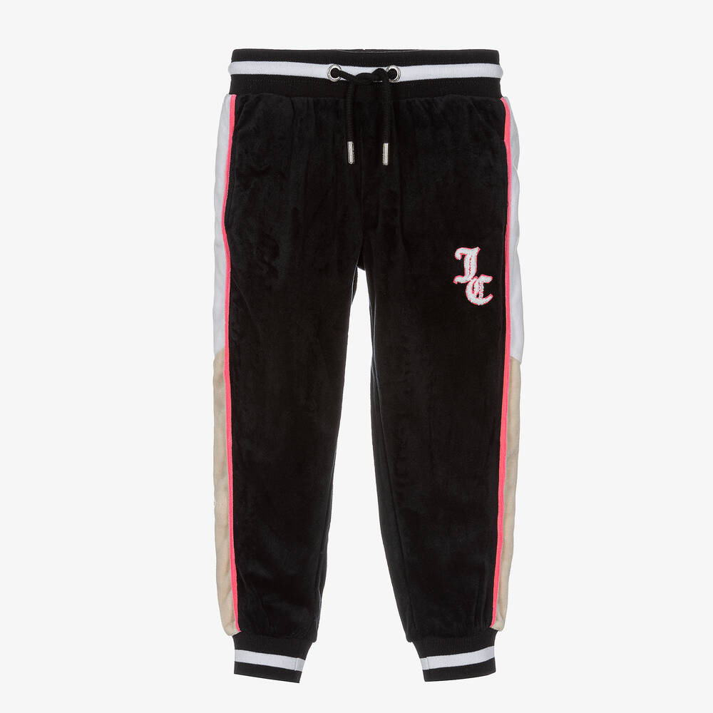 Juicy Couture - Girls Black Velour Joggers | Childrensalon