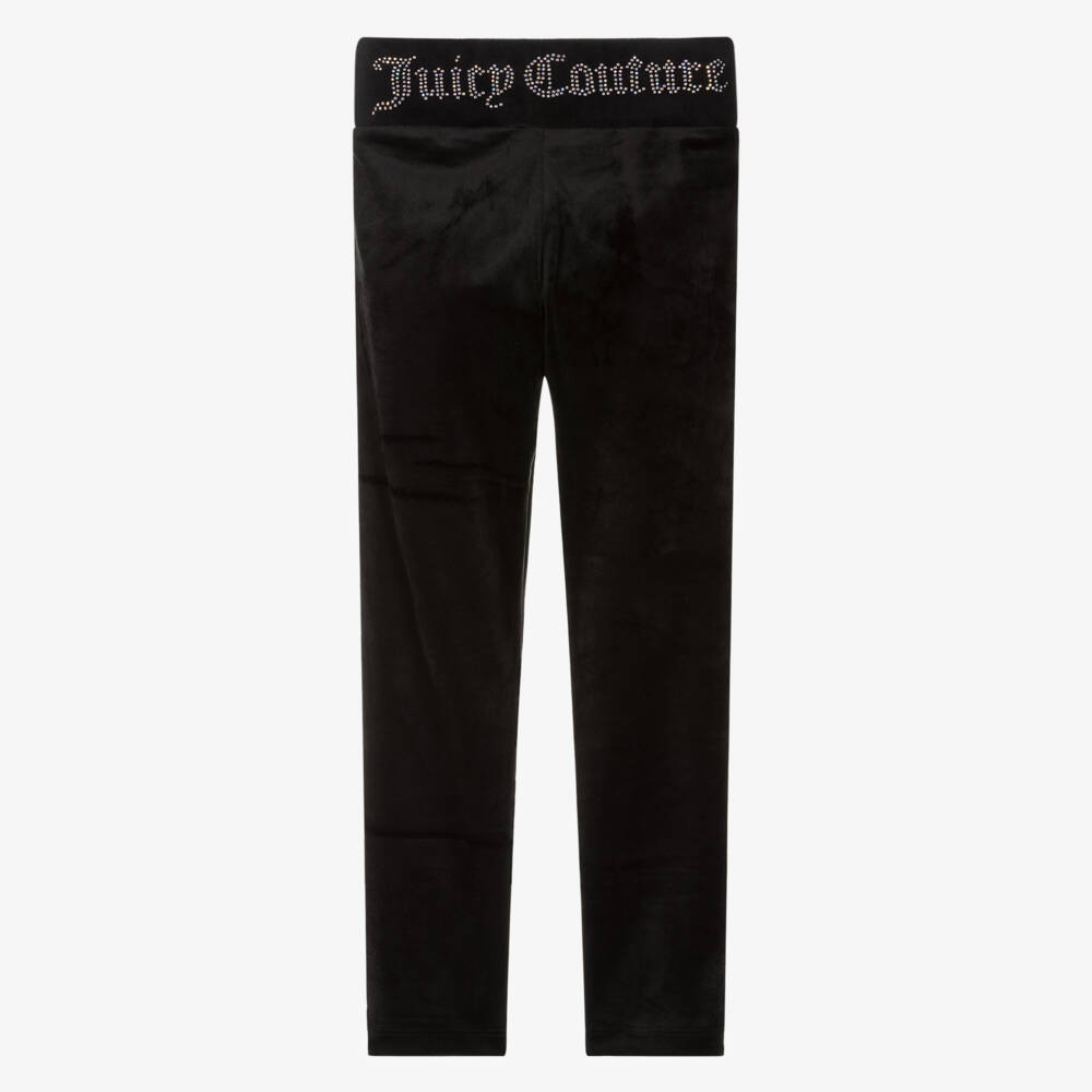 Juicy Couture-Girls Black Velour Joggers with Diamanté Logo | Childrensalon Outlet