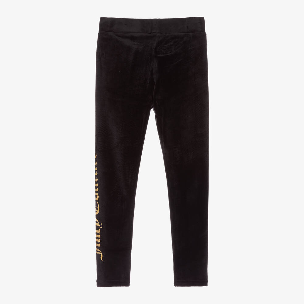 Girls black velvet leggings store