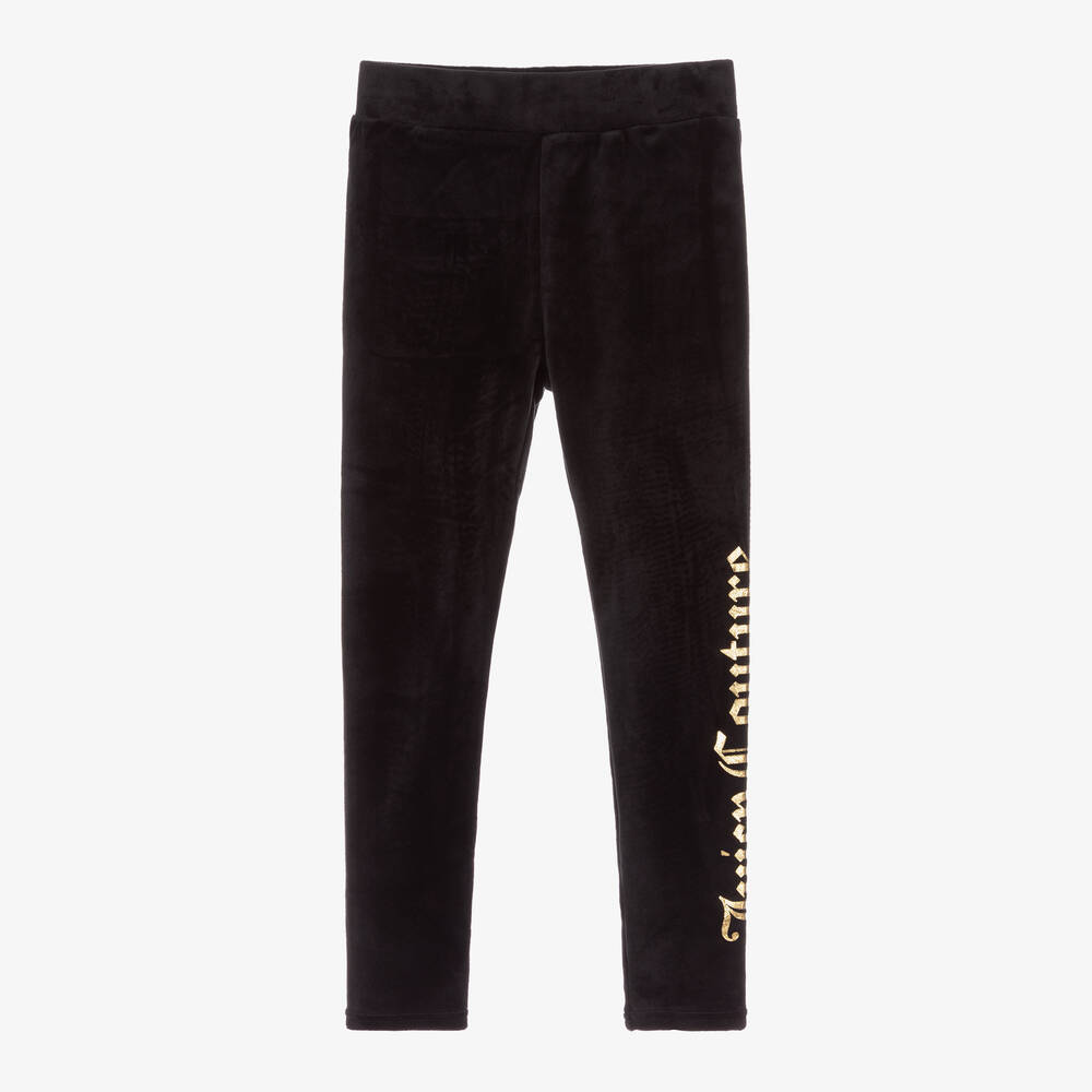 Juicy Couture - Girls Black Velour Leggings | Childrensalon