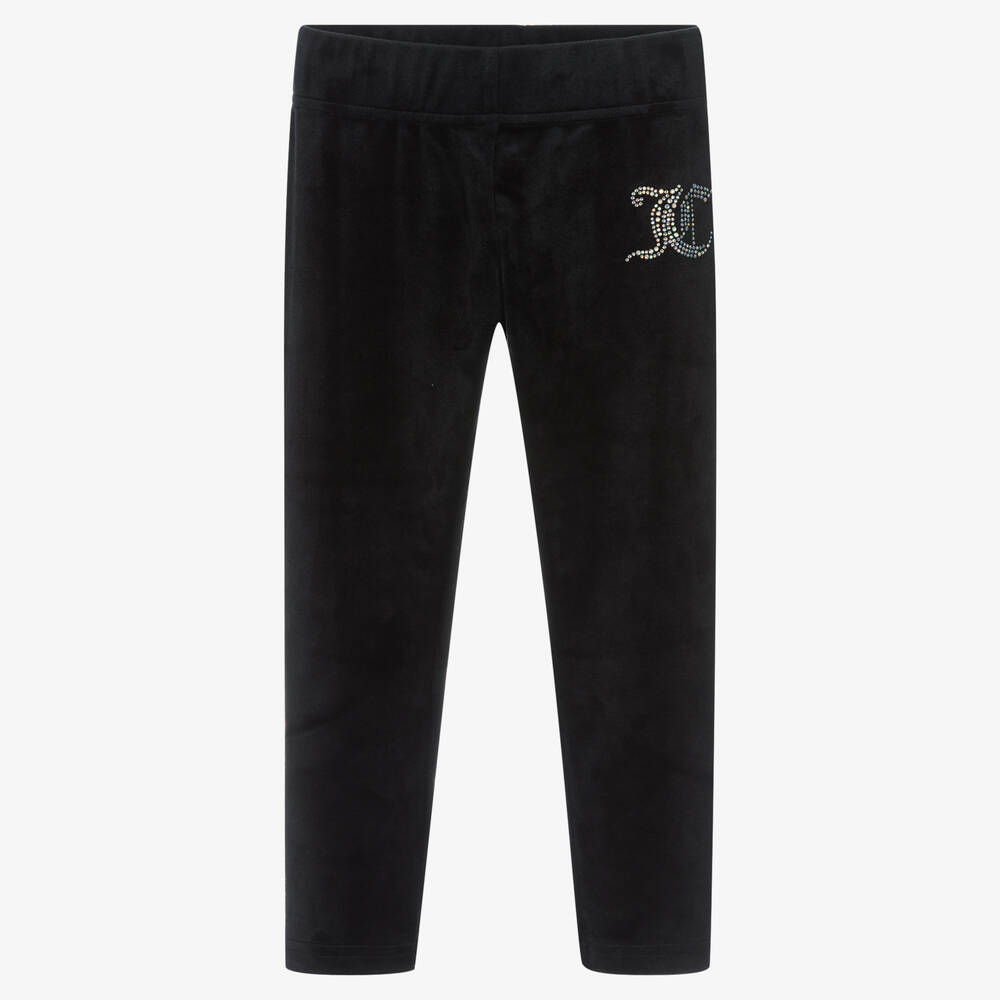 Juicy Couture - Girls Black Velour Leggings | Childrensalon