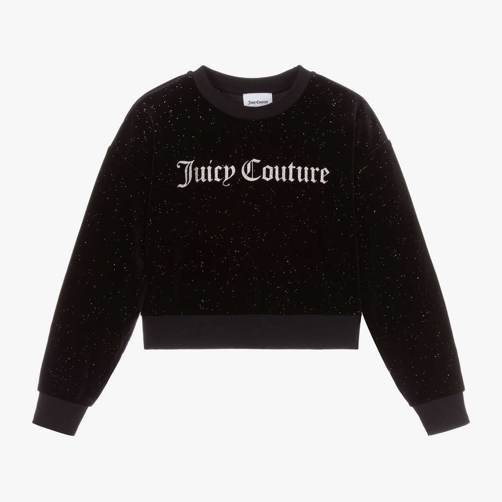 Juicy Couture - سويتشيرت قطيفة لون أسود للبنات | Childrensalon
