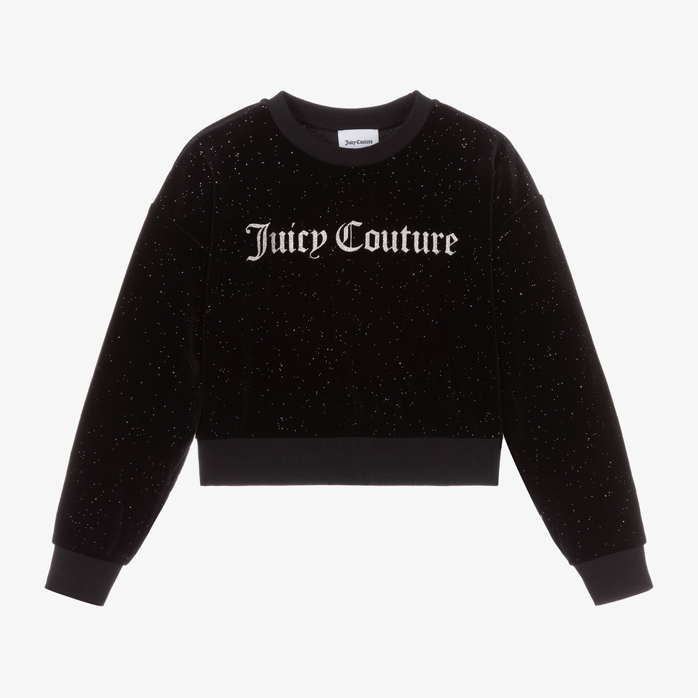 Juicy Couture-Girls Black Velour Sweatshirt | Childrensalon Outlet