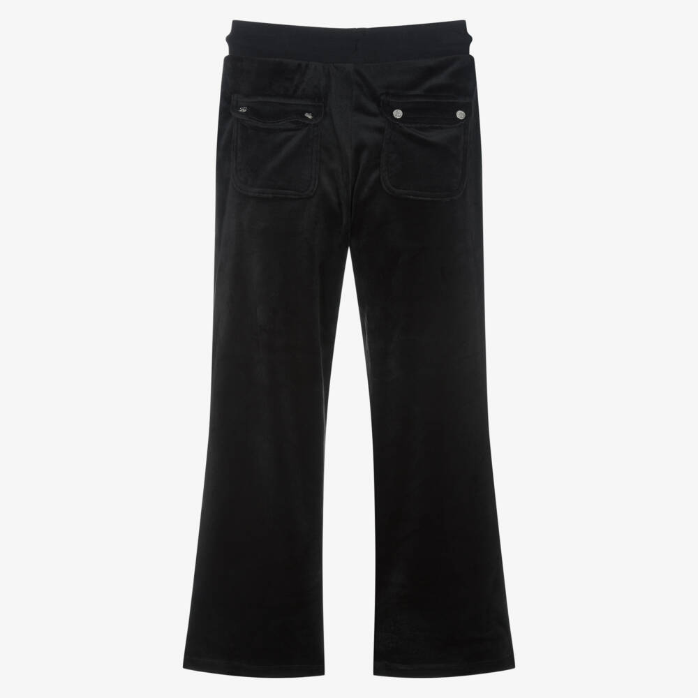 Juicy Couture-Girls Black Velour Wide-Leg Trousers | Childrensalon Outlet
