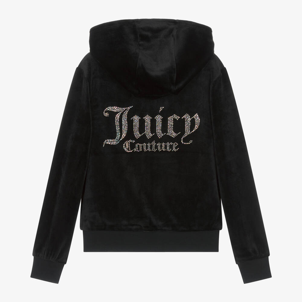Juicy Couture-Girls Black Velour Zip-Up Top | Childrensalon Outlet