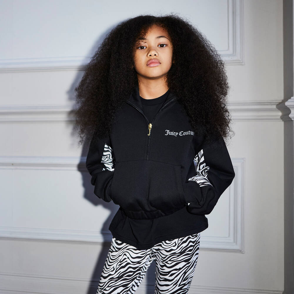 Juicy Couture-Girls Black Zebra Leggings | Childrensalon Outlet