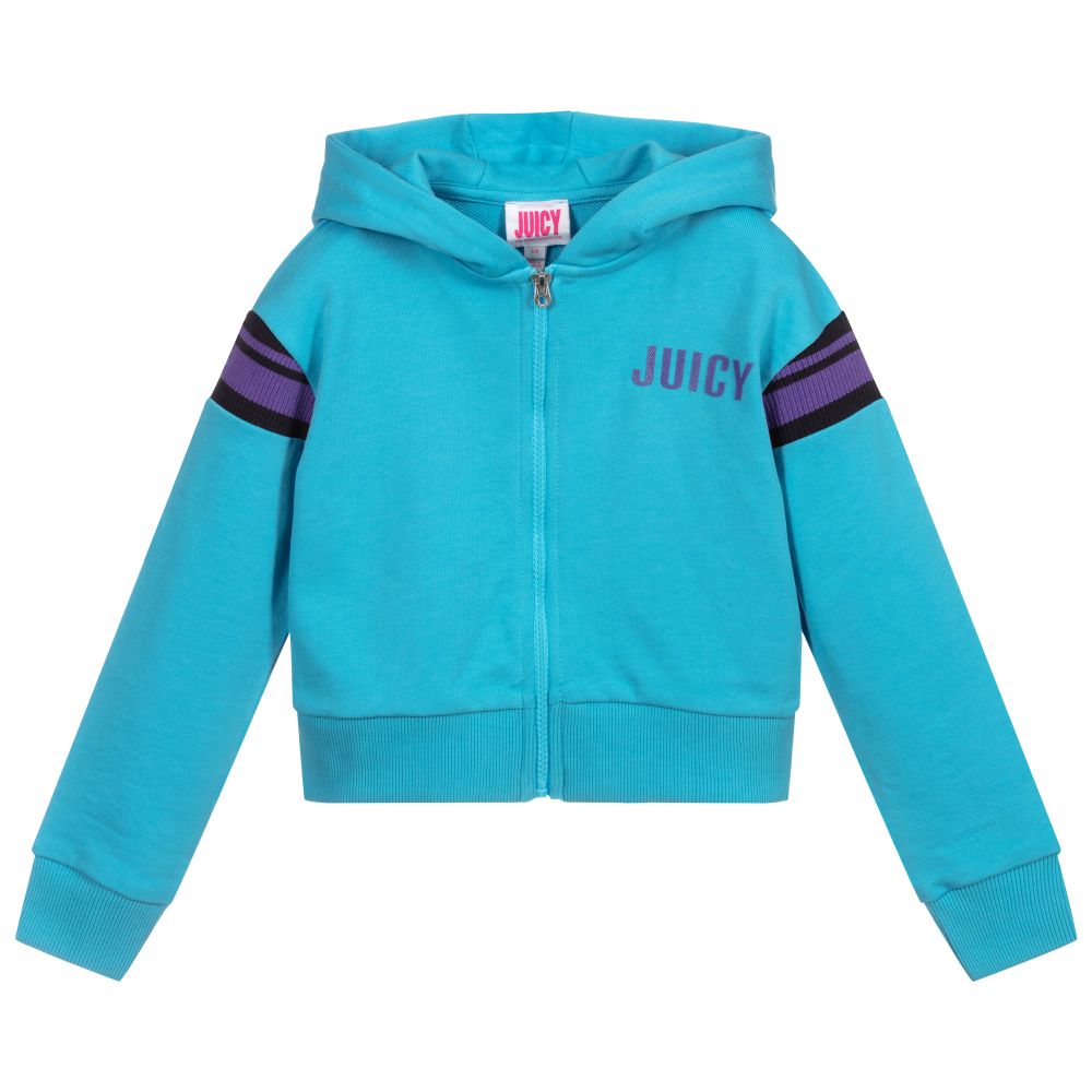 Juicy Couture - Girls Blue Cropped Zip-Up Top | Childrensalon