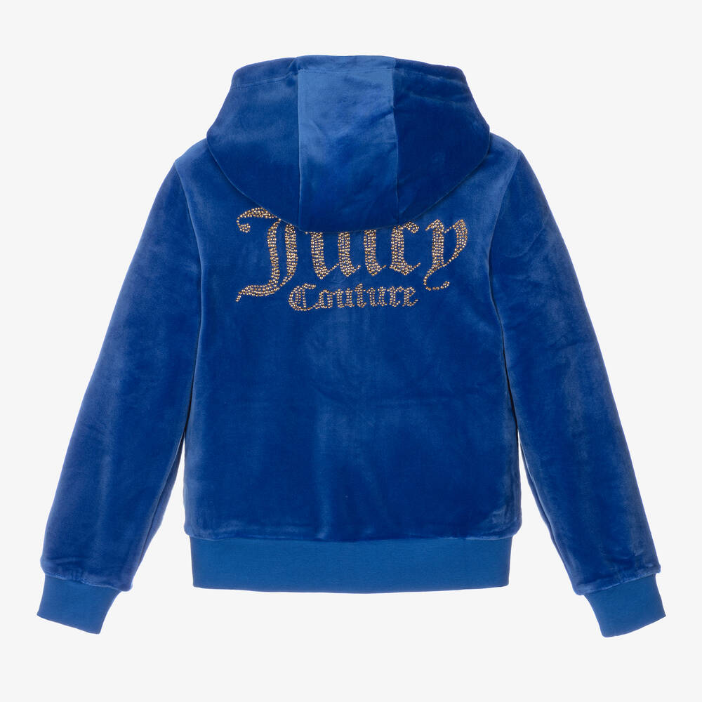 Juicy Couture-Girls Blue Diamanté Zip-Up Hoodie | Childrensalon Outlet