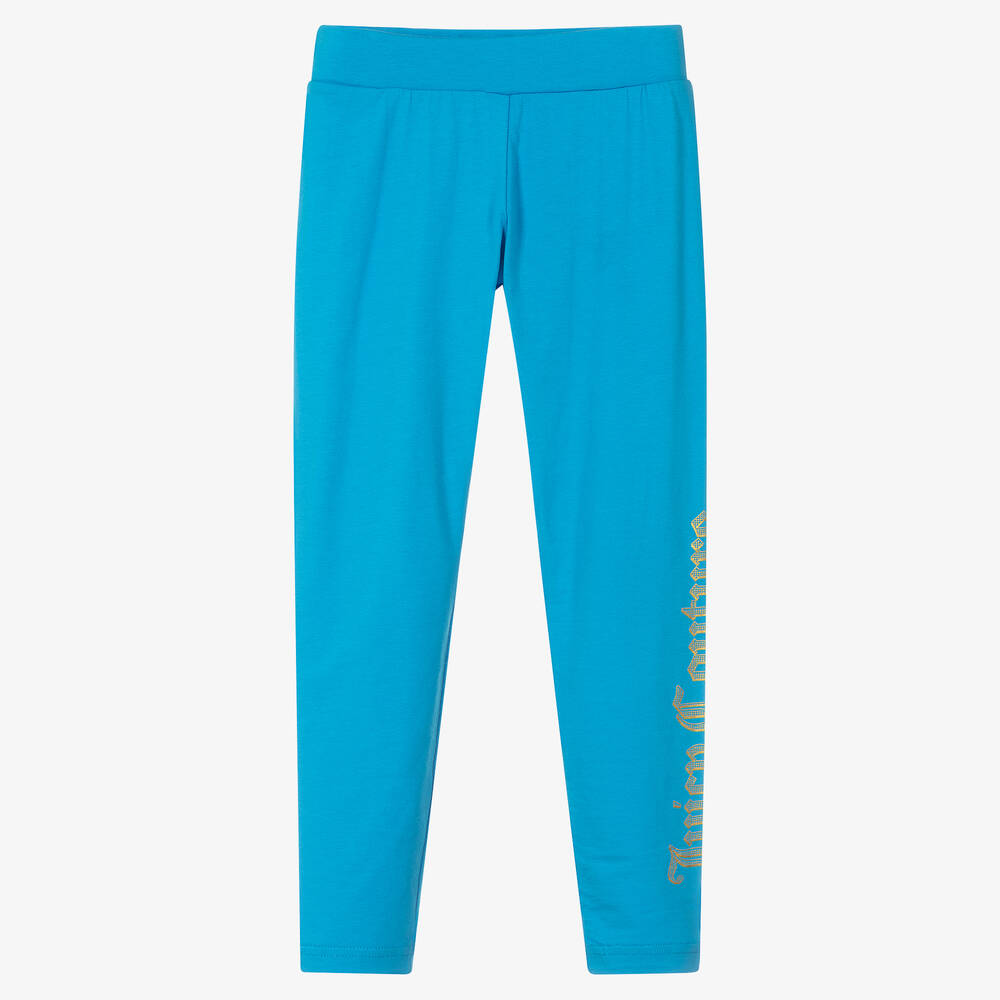 Juicy Couture - Girls Blue Logo Leggings | Childrensalon