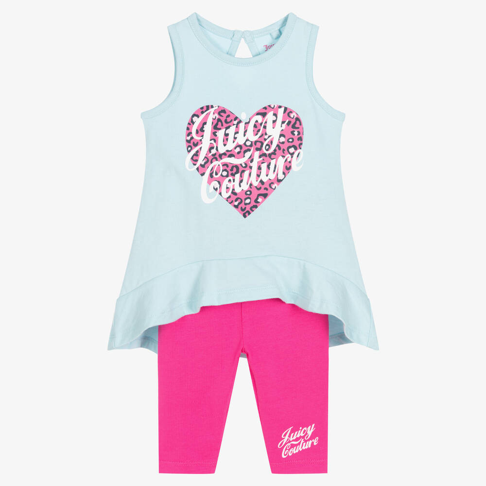Juicy Couture - Girls Blue & Pink Leggings Set | Childrensalon