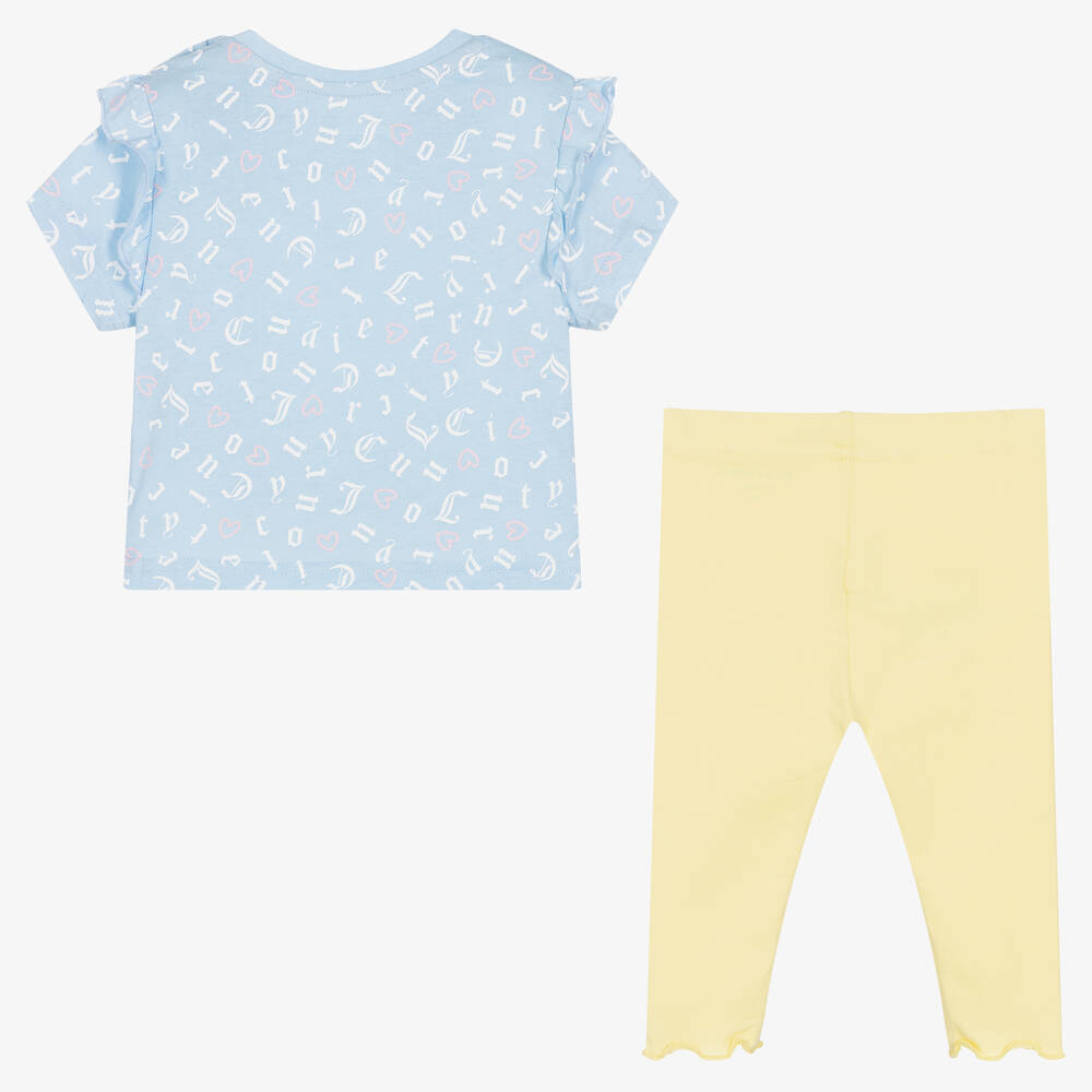 Juicy Couture-Girls Blue Top & Yellow Leggings Set | Childrensalon Outlet