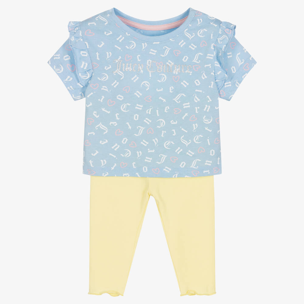 Juicy Couture - Girls Blue Top & Yellow Leggings Set | Childrensalon