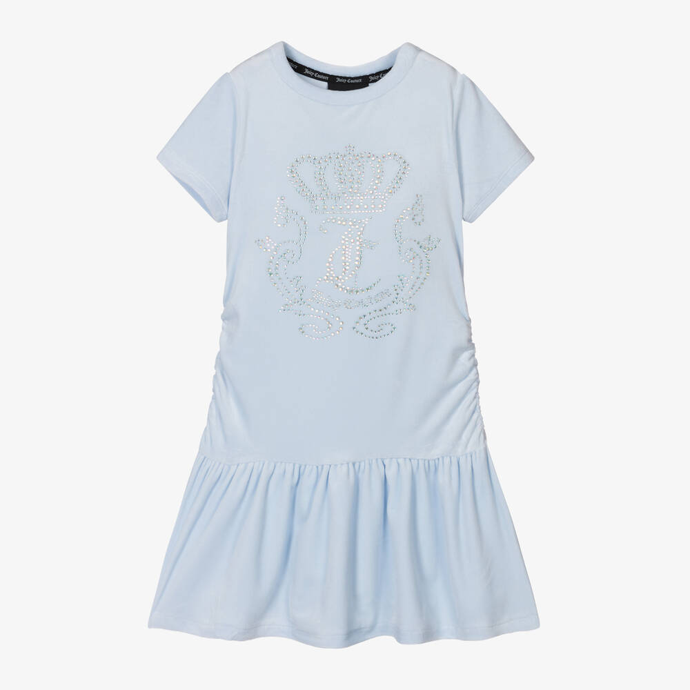 Juicy Couture-فستان قطيفة لون أزرق فاتح | Childrensalon Outlet