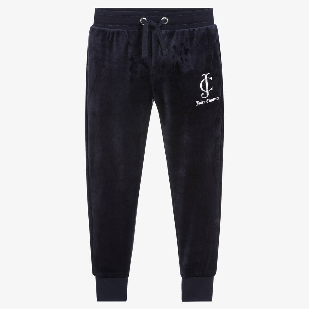 Juicy Couture - Girls Blue Velour Logo Joggers