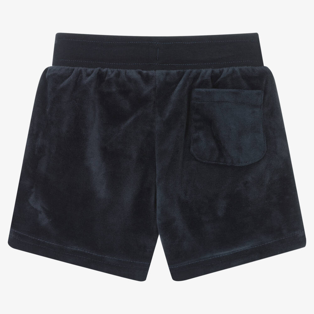 Juicy Couture-Girls Blue Velour Logo Shorts | Childrensalon Outlet