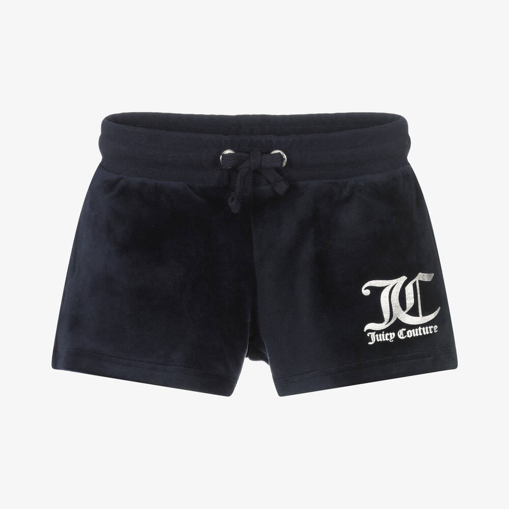 Juicy Couture - Girls Blue Velour Shorts | Childrensalon