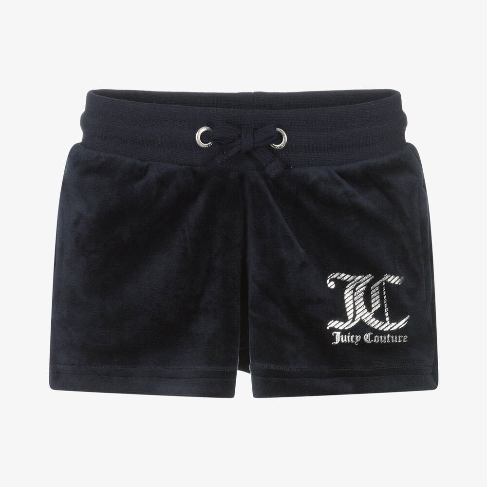 Juicy Couture - Girls Blue Velour Shorts | Childrensalon