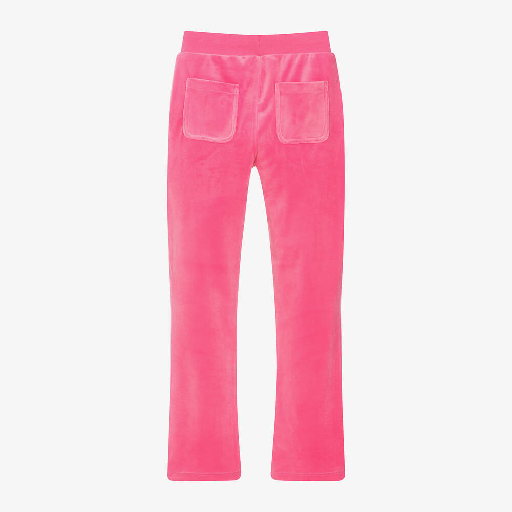 Juicy Couture Girls Bright Pink Flared Velour Joggers