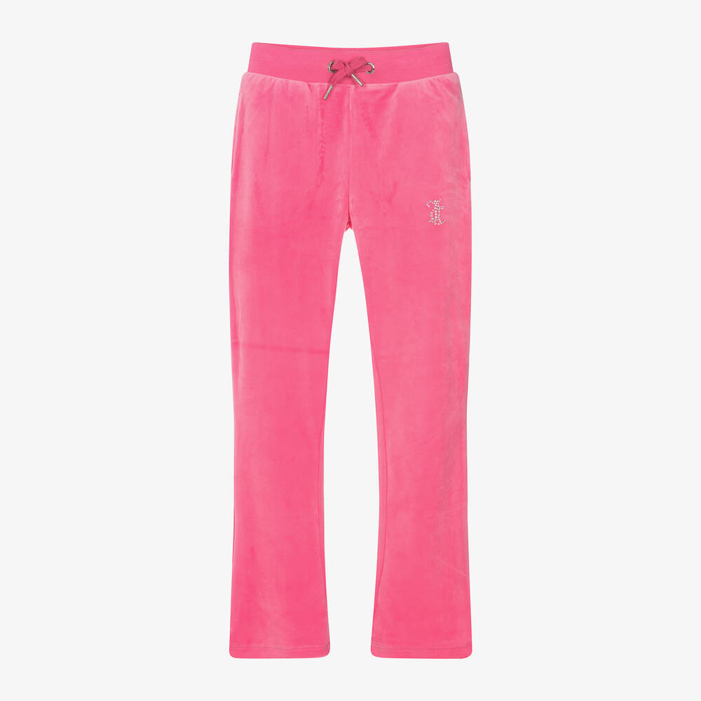 Juicy Couture Girls Bright Pink Flared Velour Joggers Childrensalon Outlet