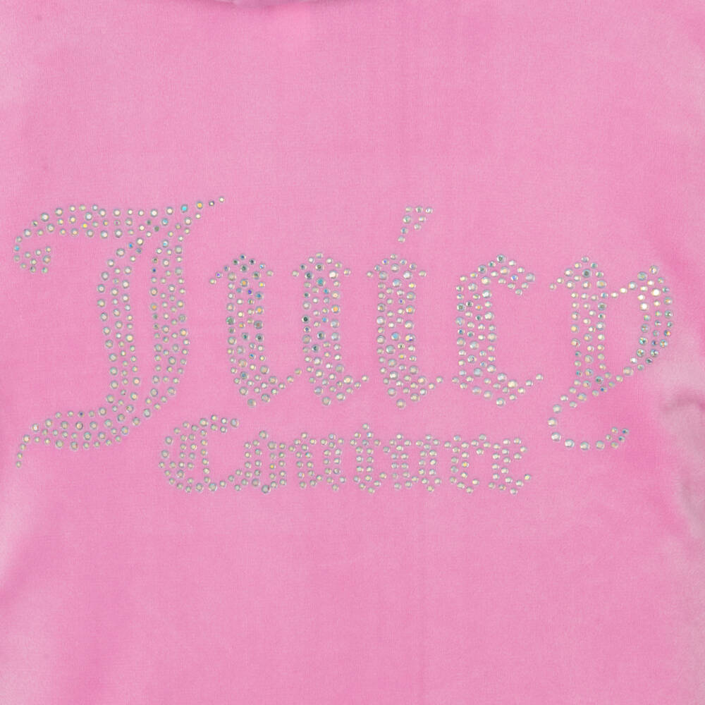 Juicy Couture-Girls Bright Pink Velour Tracksuit with Diamanté Logo | Childrensalon Outlet