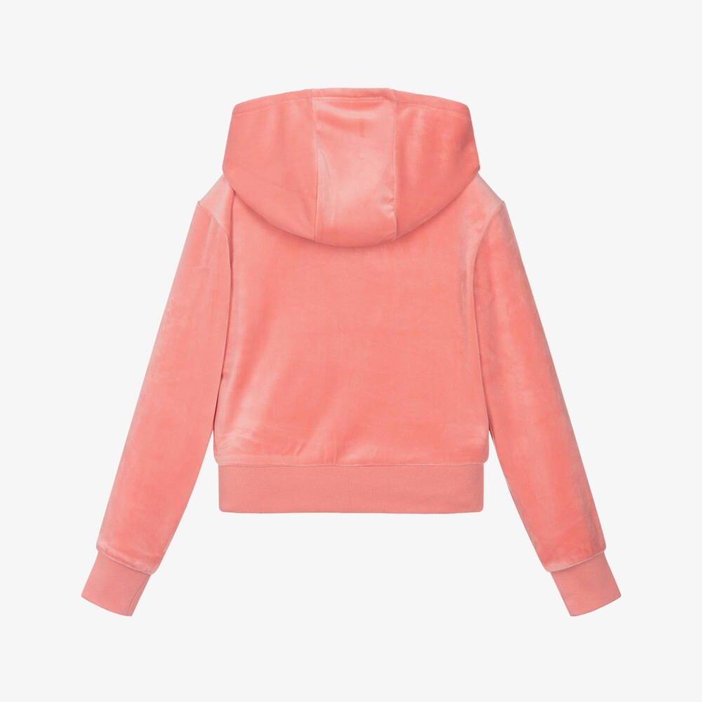 Juicy Couture-Girls Coral Pink Velour Zip-Up Top | Childrensalon Outlet