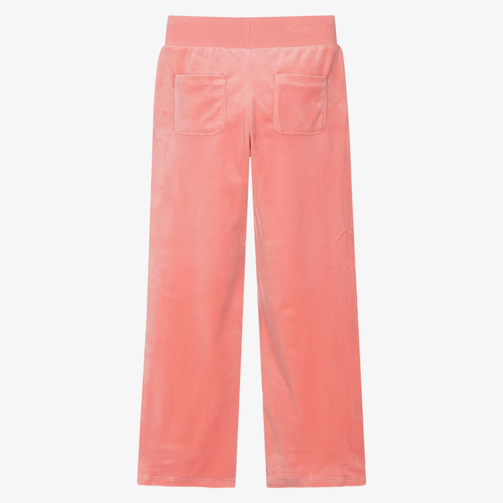 Juicy Couture-Girls Coral Pink Wide Leg Velour Joggers | Childrensalon Outlet