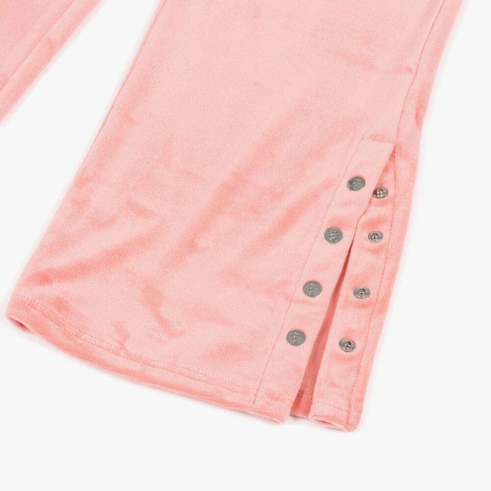 Juicy Couture-Girls Coral Pink Wide Leg Velour Joggers | Childrensalon Outlet