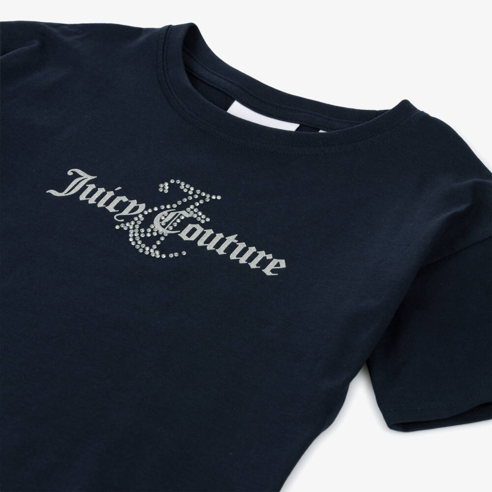 Juicy Couture-Girls Cozy Navy Boxy Tee | Childrensalon Outlet