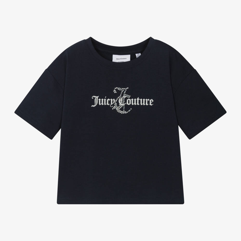 Juicy Couture-Girls Cozy Navy Boxy Tee | Childrensalon Outlet