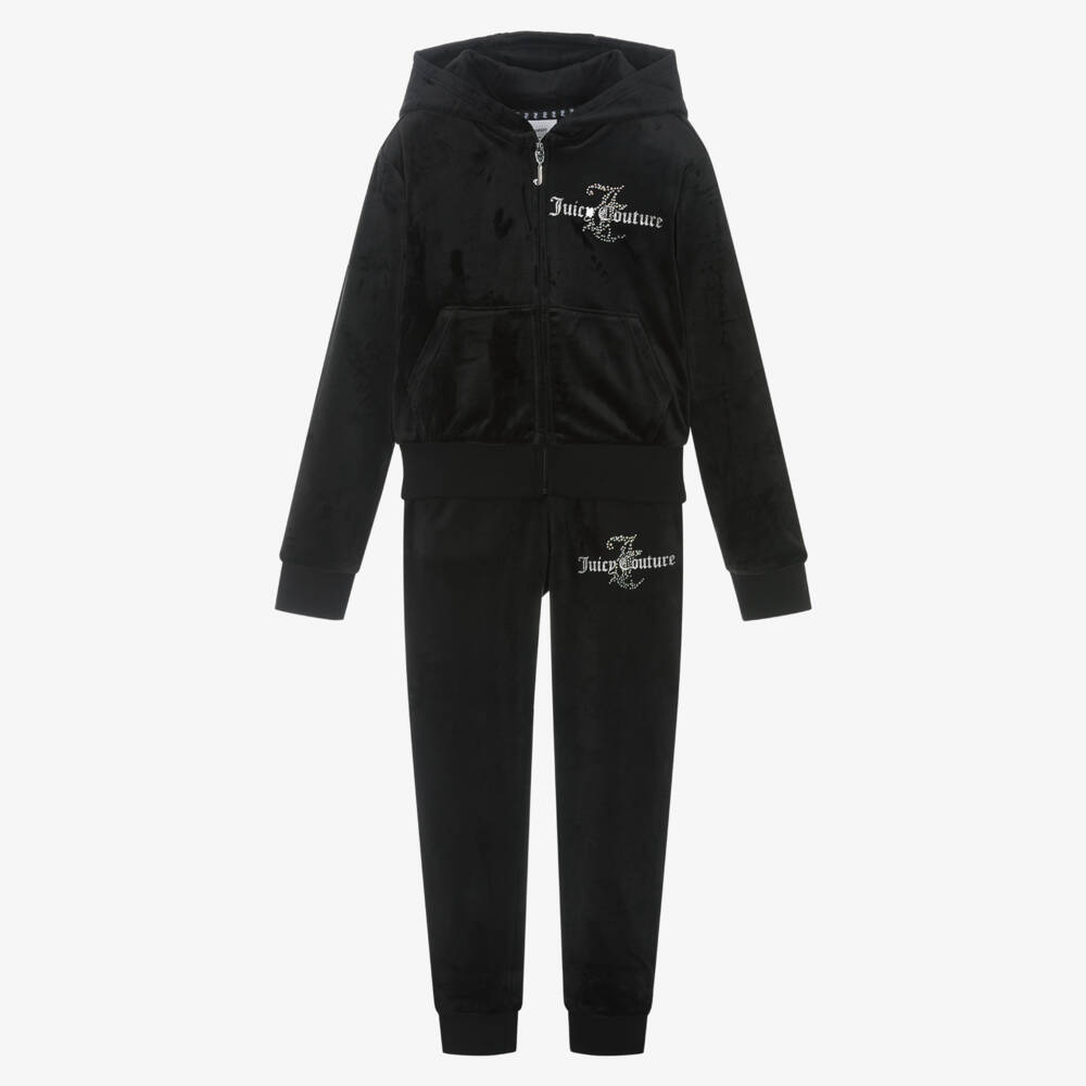 Juicy Couture-Элегантный черный велюровый ансамбль для девочек | Childrensalon Outlet