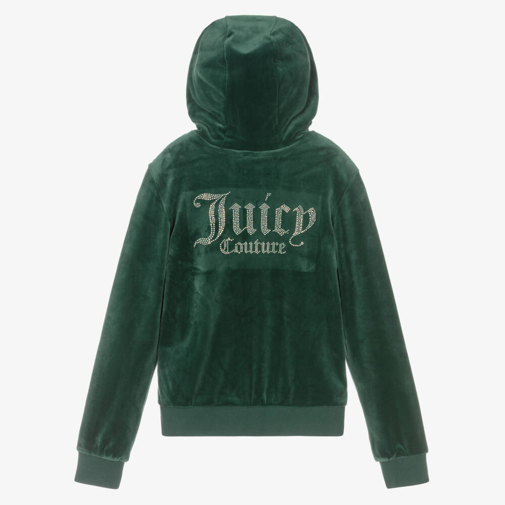 Juicy Couture-Изумрудный велюровый блестящий худи для девочек | Childrensalon Outlet