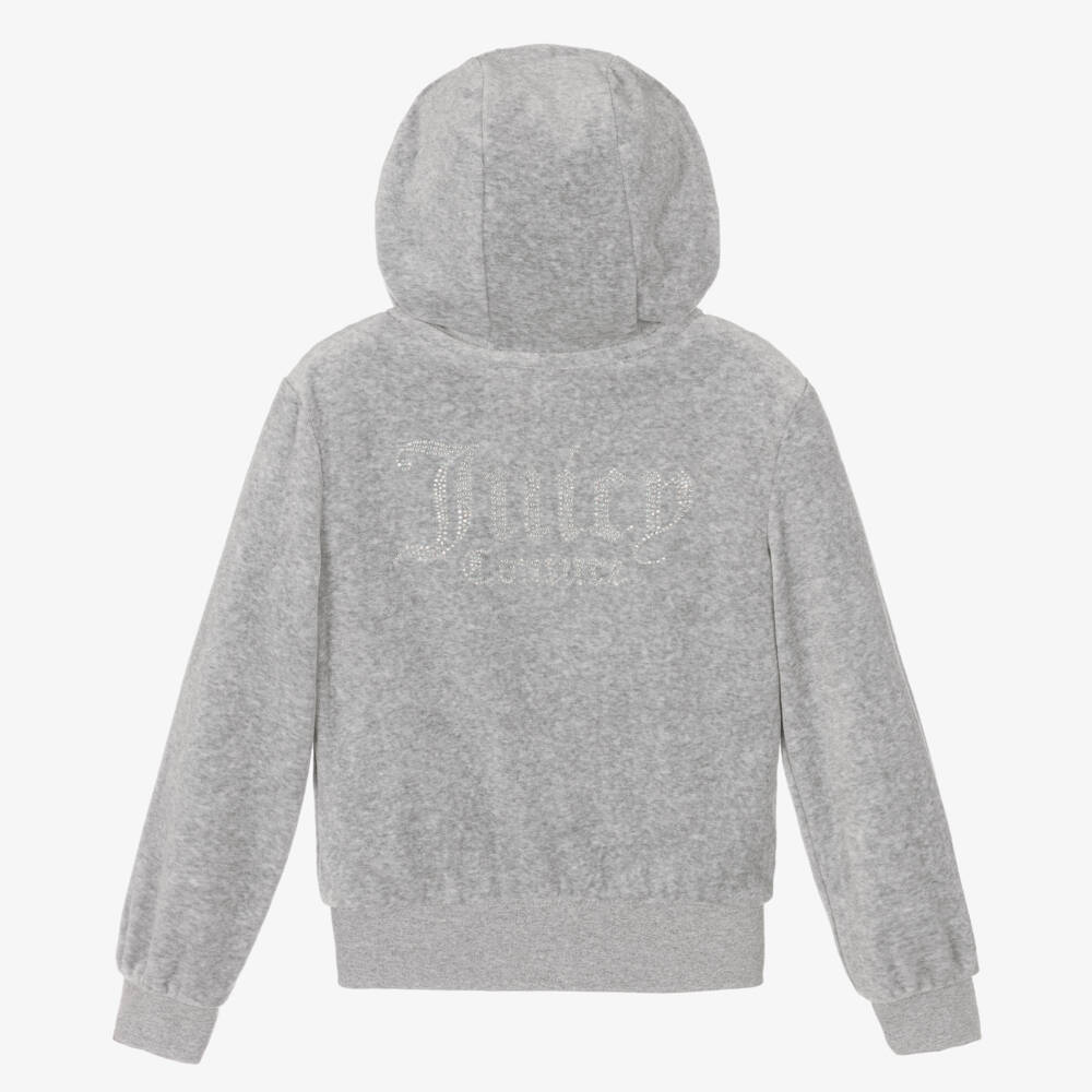 Juicy Couture-Girls Glam Grey Diamanté Hoodie | Childrensalon Outlet