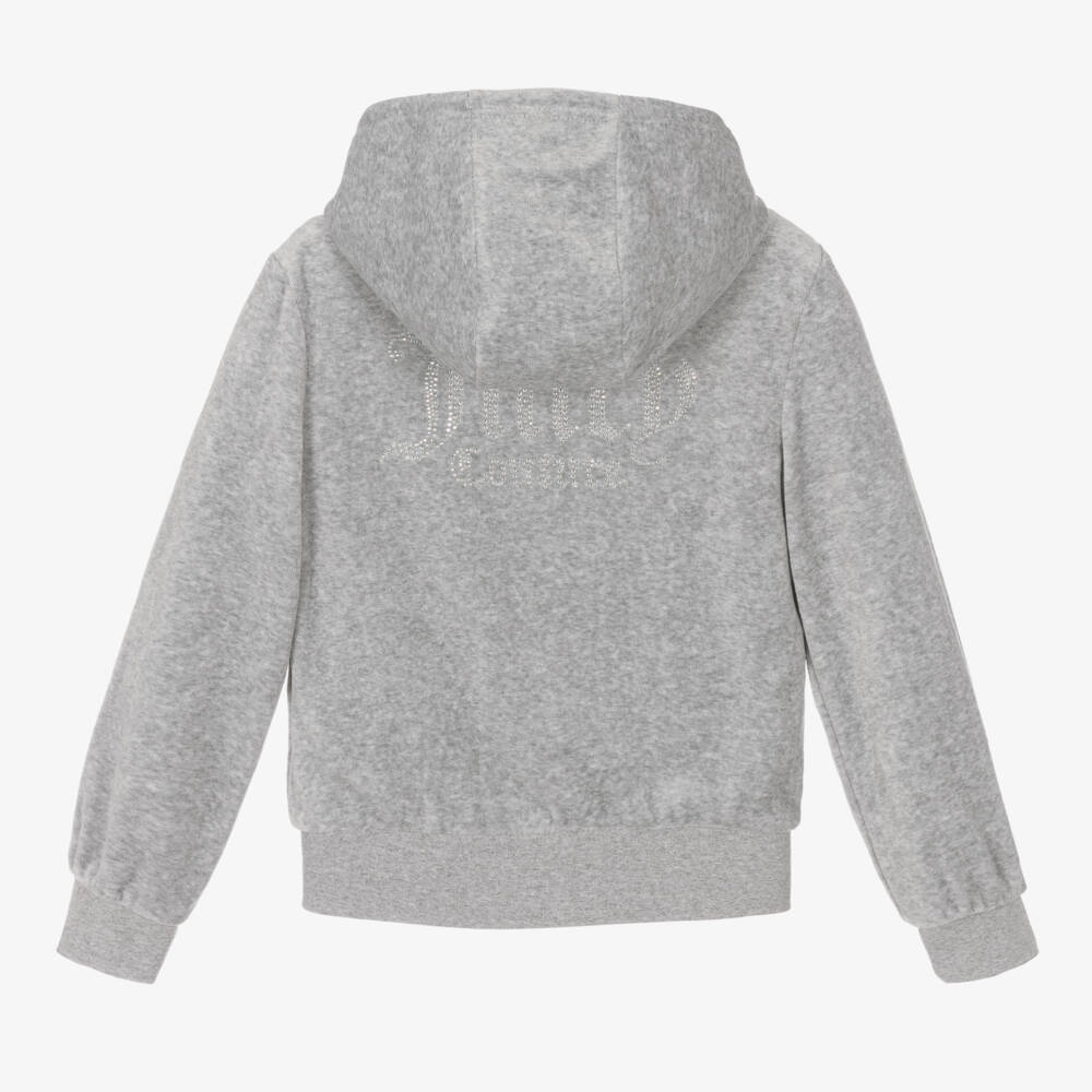 Juicy Couture-Girls Glam Grey Diamanté Hoodie | Childrensalon Outlet