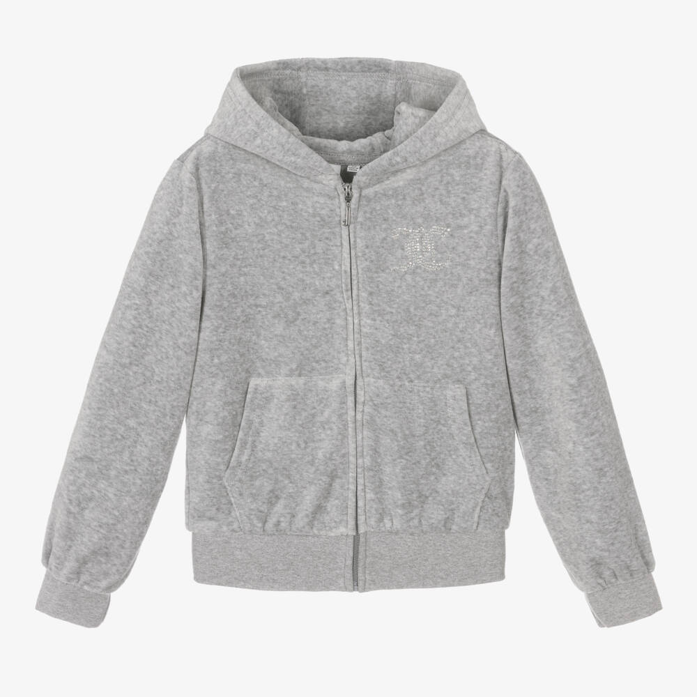 Juicy Couture-Girls Glam Grey Diamanté Hoodie | Childrensalon Outlet