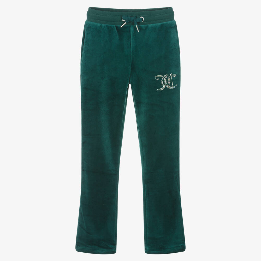 Juicy Couture - Girls Green Velour Flared Joggers | Childrensalon