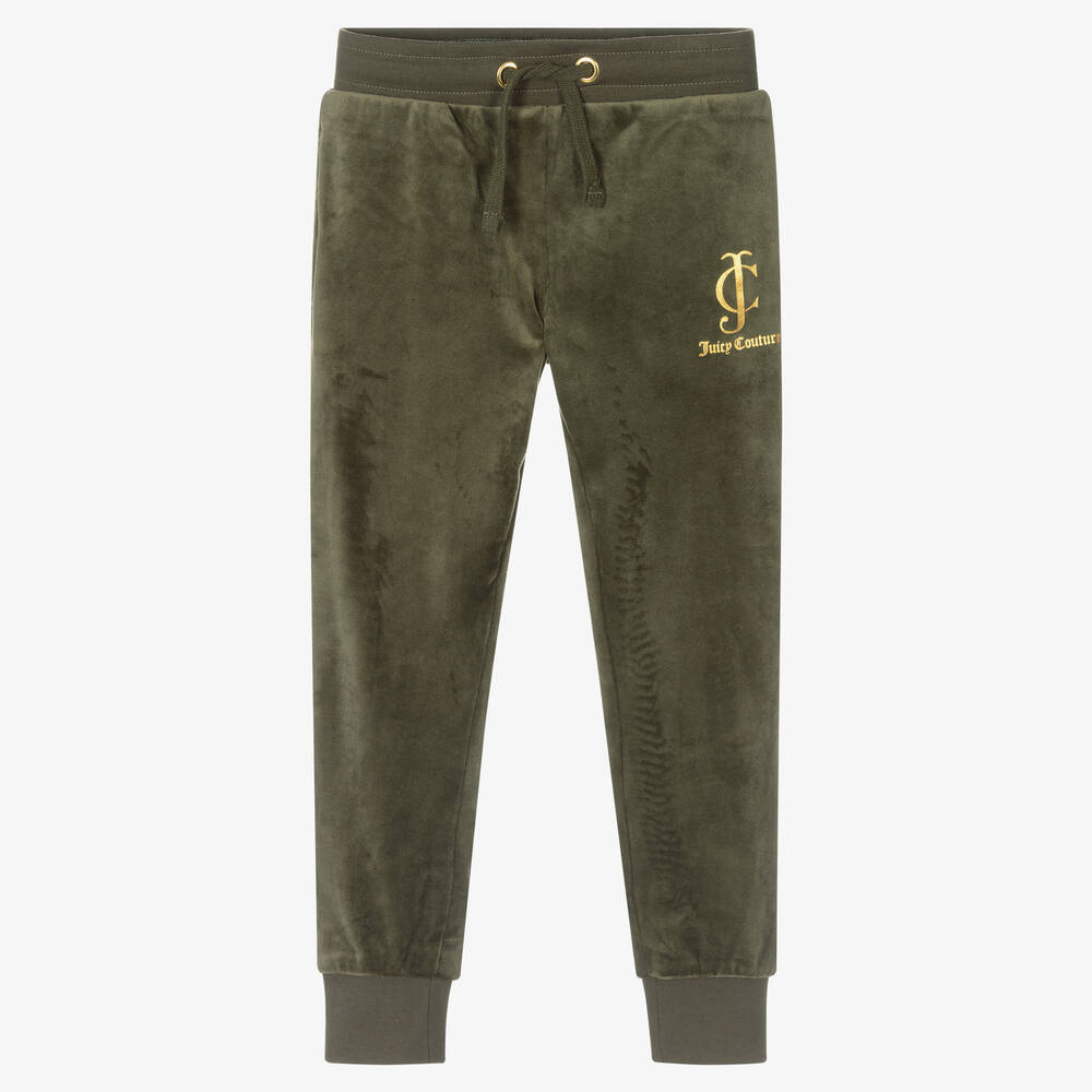 Juicy Couture - Girls Green Velour Joggers | Childrensalon