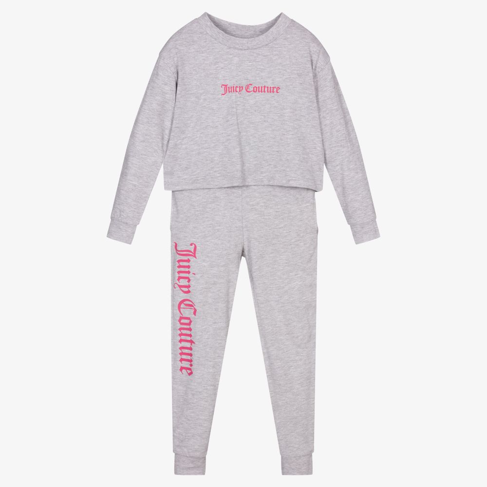 Juicy Couture - Girls Grey Cotton Pyjamas | Childrensalon