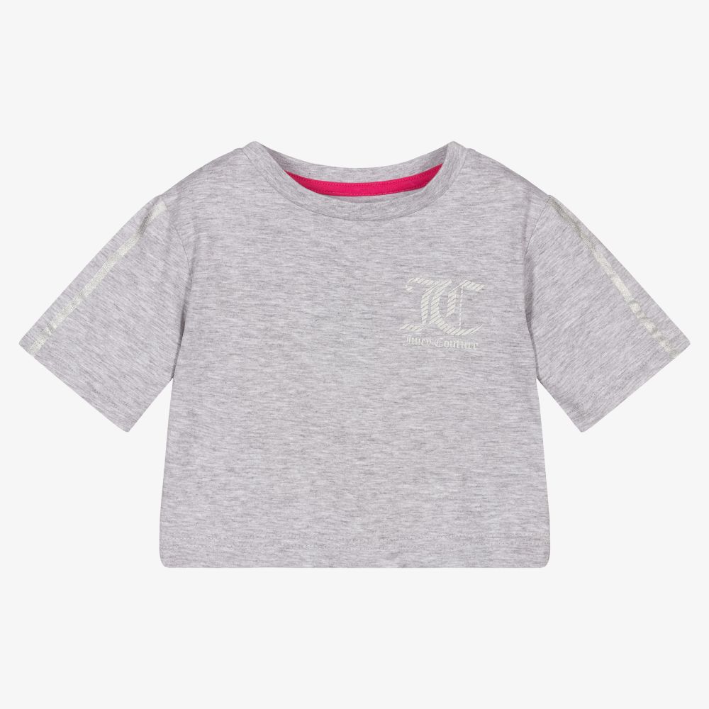 Juicy Couture - Girls Grey Cotton T-Shirt | Childrensalon
