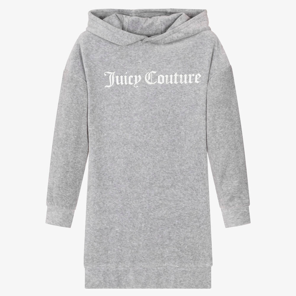 Juicy Couture - Girls Grey Logo Velour Dress | Childrensalon