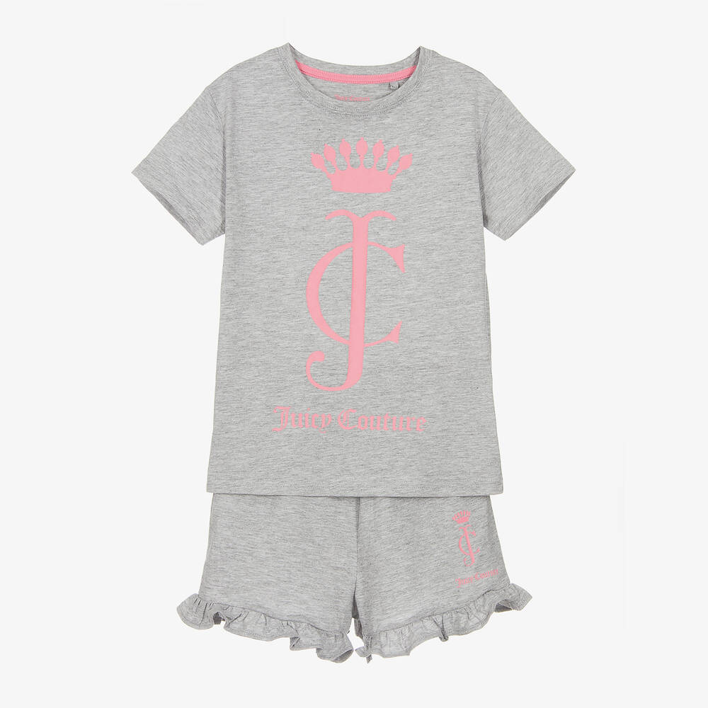 Juicy Couture-Girls Grey Marl Cotton Pyjamas | Childrensalon Outlet