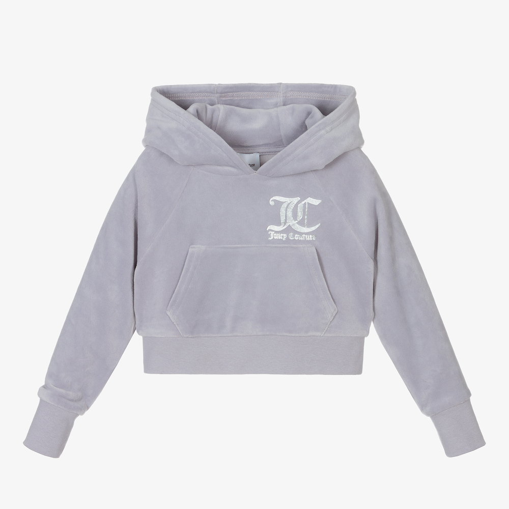 Juicy Couture - Girls Grey Velour Hoodie | Childrensalon