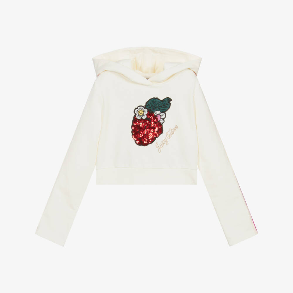 Juicy Couture-Girls Ivory Cotton Hoodie | Childrensalon Outlet