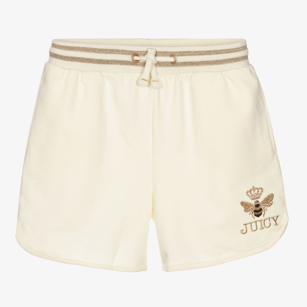 Juicy Couture - Girls Ivory Cotton Shorts | Childrensalon